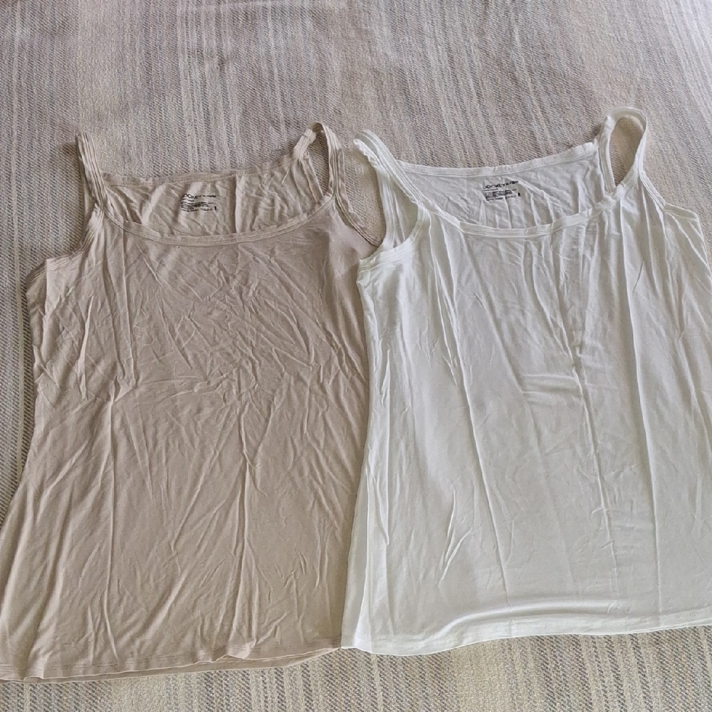 NEW!! 2 Jockey Women's Classic Tan and White Tank Tops Super Soft XL